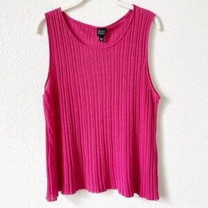 Eileen Fisher 100% Linen Knit Top Hot Pink Size XL Coastal Colorful Bohemian